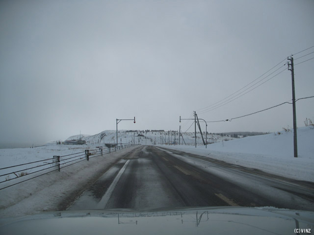 雪景色　雪道　道路 北海道の道路 道北 国道238号「オホーツクライン」 猿払村