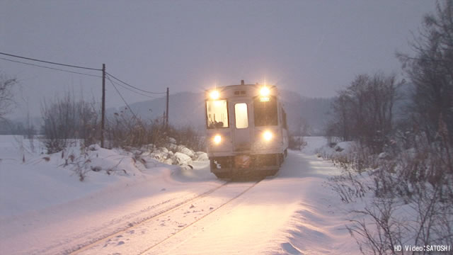 雪景色 北海道 冬 鉄道 ディーゼル 富良野・美瑛 ハイビジョン HD動画　ビデオ映像