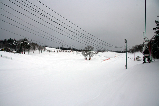 岐阜県 奥美濃 しらおスキー場 第３シングルリフトから「白樺ゲレンデ」を眺める