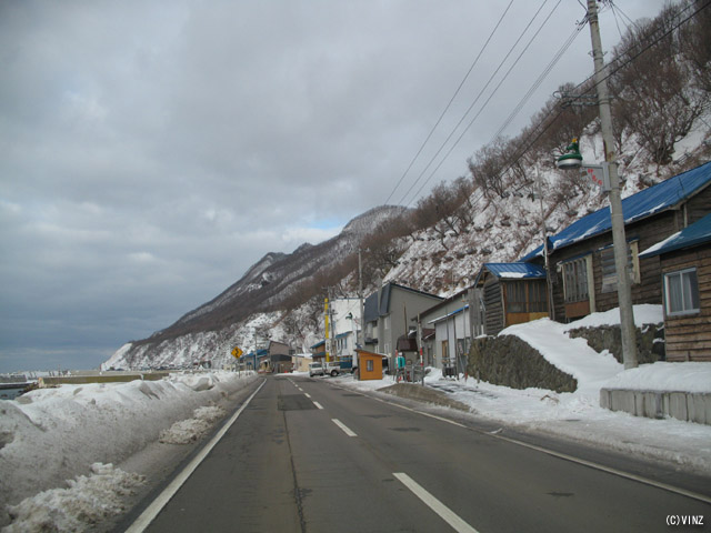 雪景色　雪道　道路 北海道の道路 道央 道南 国道229号「雷電国道」 神恵内村