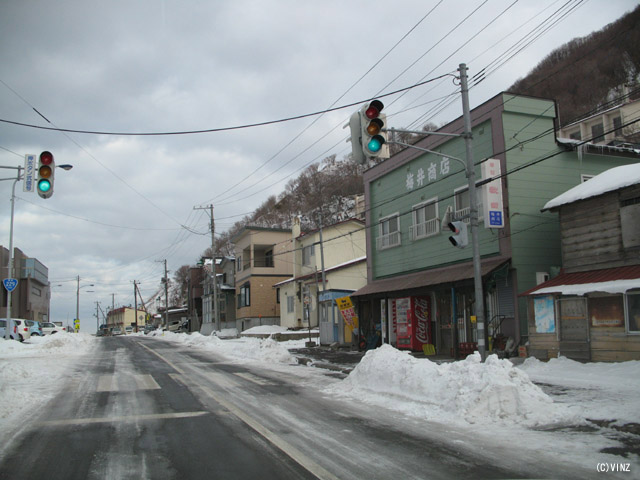 雪景色　雪道　道路 北海道の道路 道央 道南 国道229号「雷電国道」 神恵内村